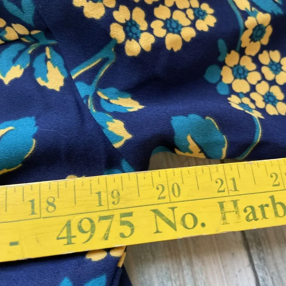 J Crew‎ Womens Floral Wrap Top Size XSmall Blue Long Sleeve Tie Waist